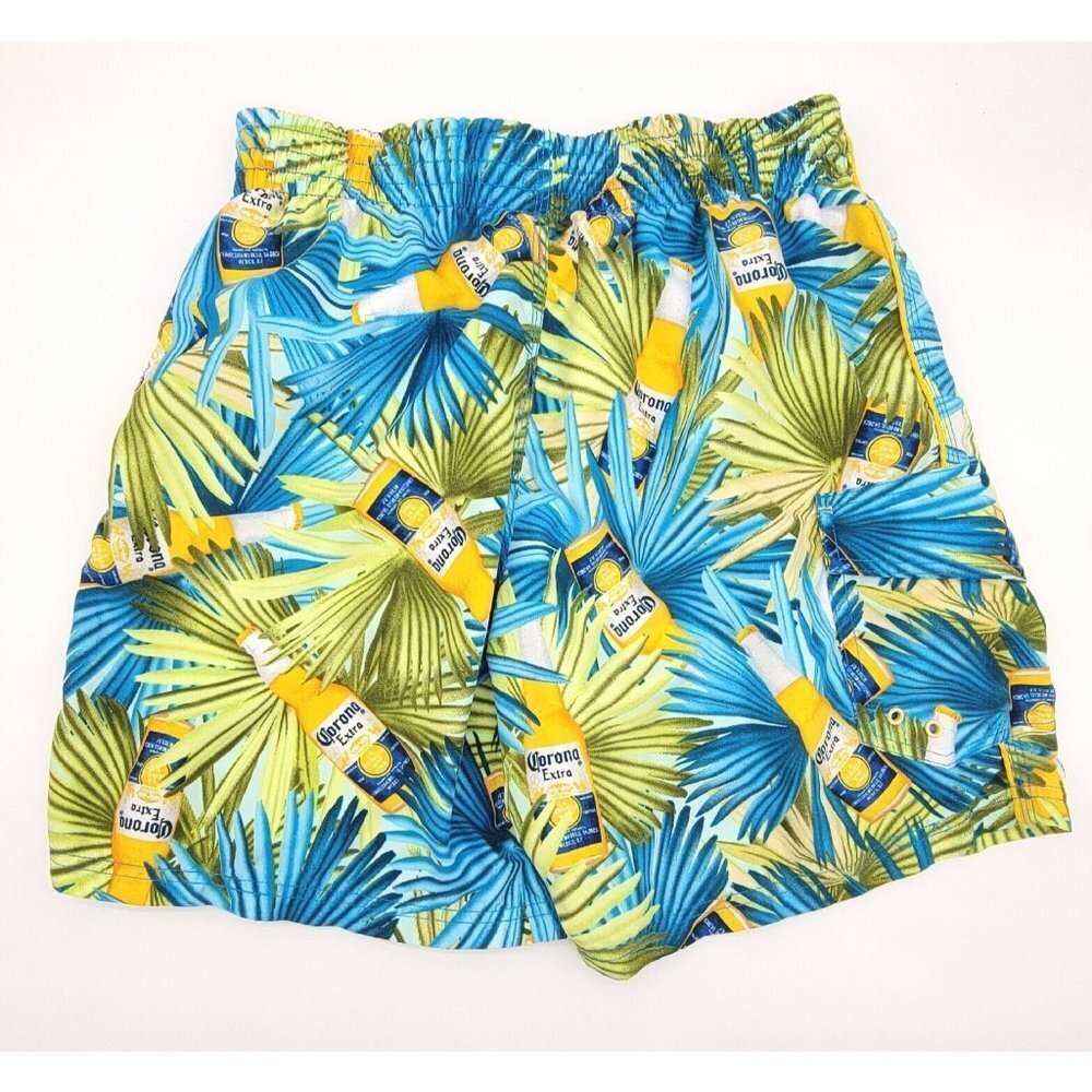 Corona Extra Beer Bottle Tropical Swim Trunks Board Shorts Mens Small Beach - Picture 2 of 12